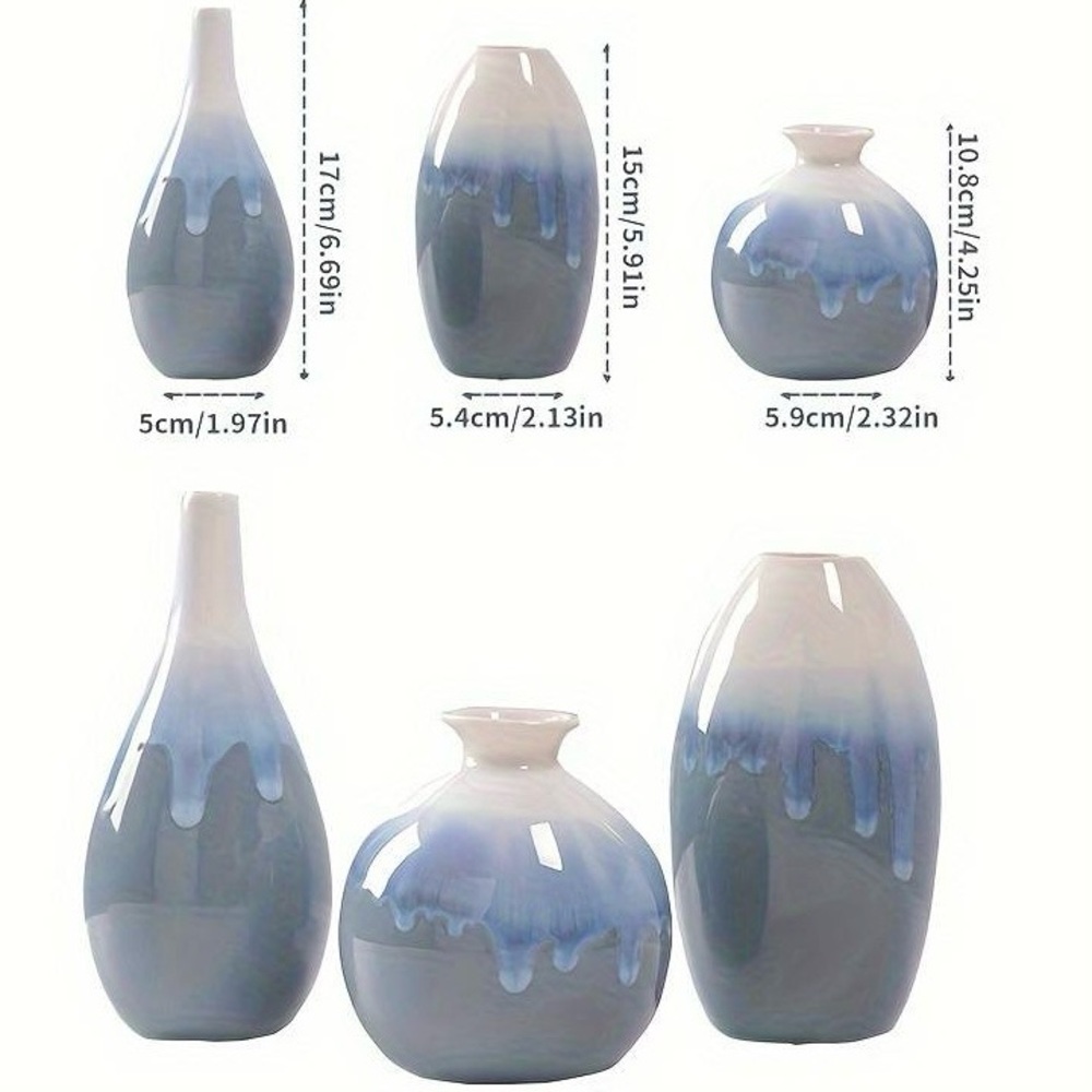 NWT Beautiful 3 Piece Contemporary Glazed Drip Pottery Set-Moss Light Green/Blue - Picture 14 of 16